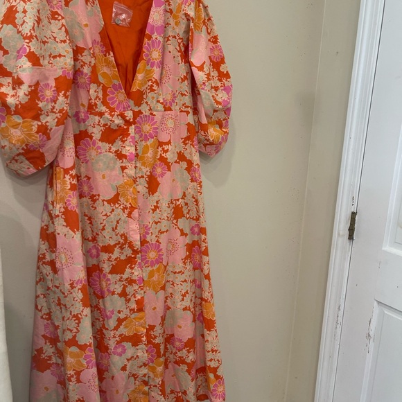 Free People Dresses & Skirts - free people lydia Printed dress M floral button puff sleeve